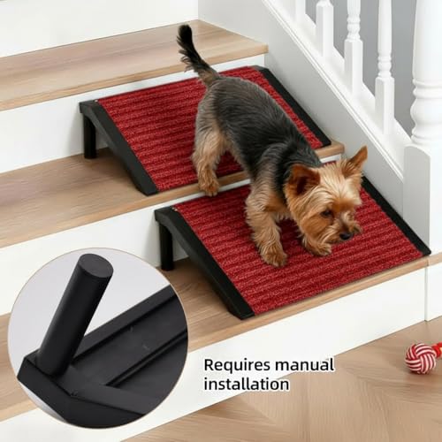 Dog Ramp for Stairs – Non-Slip Pet Steps with Locked-in Carpet & Iron Frame, Helps Senior Dogs & Small Breeds Climb Safely (Cinnabar-4 Pack) - size: Cinnabar-4 PACK