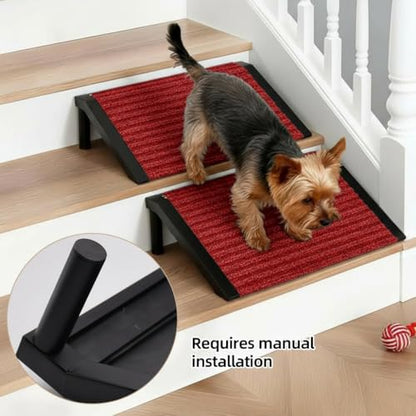 Dog Ramp for Stairs – Non-Slip Pet Steps with Locked-in Carpet & Iron Frame, Helps Senior Dogs & Small Breeds Climb Safely (Cinnabar-4 Pack) - size: Cinnabar-4 PACK