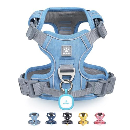 Pawaii No Pull Dog Harness with Pet ID Tag,Reflective Strips No Choke Front O Ring Breathable Mesh Adjustable Soft Padded Pet Vest with Easy Control Handle for Small Dogs | Built for safer walks with a QR Pet ID Tag, front no pull clip, reflective trim, c