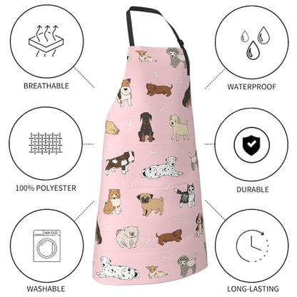 Perinsto Dog Cat Pets Cute Animals Waterproof Apron Bibs for Grooming Kitchen Cooking Baking Painting Gardening - color: Dog (Pink)