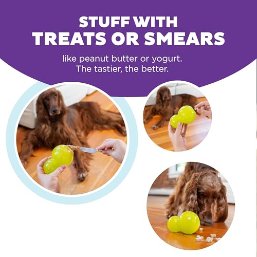 Outward Hound Double-Tuff Stuffable Dog Toy, Large 5-Inch Green - Treat Dispensing Chew Ball for Medium to Large Dogs, Interactive Puzzle for Enrichment & Slow Feeding - color: Double-Tuff Stuffable (Green)