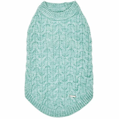 Blueberry Pet Classic Fuzzy Knit Dog Sweater, Crew-Neck Pullover Christmas Style in Heathered Jade, 12” Back Length, Cozy & Soft - color: Heathered Jade, Crew-neck, size: 12 inch