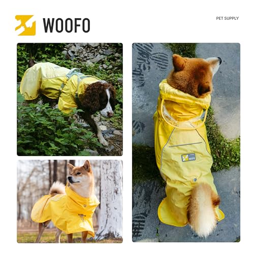 Slip-On Dog Rain Poncho, Quick&Easy to Wear Dog Raincoat, Unrestricted, Super Lightweight&Waterproof Rain Jacket for All Breeds, Adjustable and Reflective (Yellow, 2XL) - color: Yellow, size: 2XL