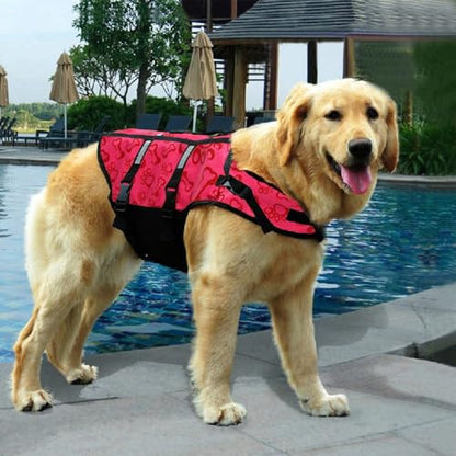 Izefia Dog Life Jacket Swimming Safety Coat Floatation Life Vest Life Saver with Handle for Small Dog Puppy Large Dog (Pink Bone, XXS) - color: Pink Bone, size: XX-Small
