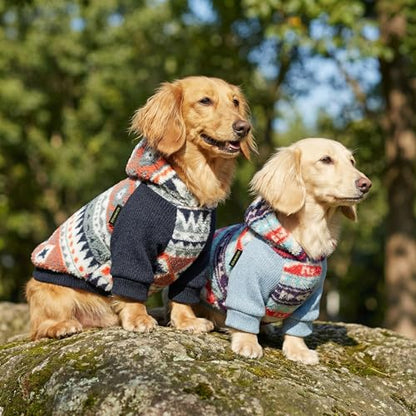 Fitwarm Classic Fleece Dog Hoodie, Thermal Winter Clothes for Small Dogs Boy Girl, Striped Pet Sweatshirt, Blue, Red, Small - color: Fair Isle, size: Small