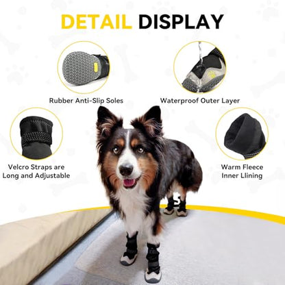 Dog Boots for Small to Large Breed, Waterproof Paw Protectors Anti-Slip Dog Winter Shoes with Adjustable Straps, Size 5 - size: Size 5
