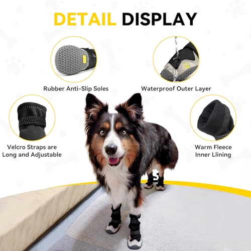 Dog Boots for Small to Large Breed, Waterproof Paw Protectors Anti-Slip Dog Winter Shoes with Adjustable Straps, Size 1 - size: Size 1