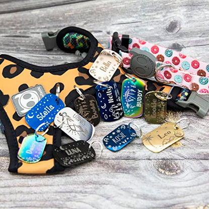 Personalized Dog Tag with 5 Lines of Custom Deep Engraved Durable Stainless Steel Pet ID Name Tag Designer Regular Size Rectangle - size: Regular, style: Regtangle