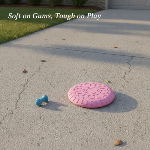 Soft TPR Rubber Dog Disc Toy, Flexible 8.7 Inch Flying Disc for Outdoor Fetch Training - color: Pink