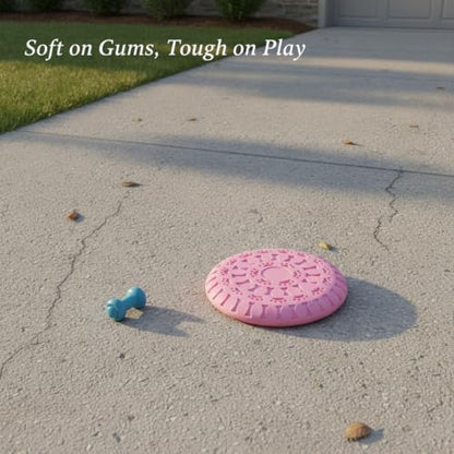 Soft TPR Rubber Dog Disc Toy, Flexible 8.7 Inch Flying Disc for Outdoor Fetch Training - color: Pink
