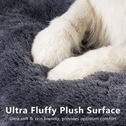 JOEJOY Large Dog Bed Crate Pad, Deluxe Plush Washable Dog Beds Fulffy Soft Kennel Pad Anti-Slip Pet Sleeping Mat for Extra Large Medium Small Dogs, 47" x 29", Grey - color: Dark Grey, size: XXL(47"x29"x4")