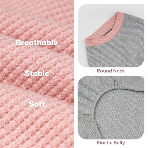 KYEESE 2Pack Dog Shirts Waffle for Small Dogs Stretchy T-Shirts Lightweight Tank Top Sleeveless Dog Vest Breathable Cat Shirt, Medium, Pink+Grey - color: 08# 2Pack(Green+Grey), size: Medium (7-11lbs)