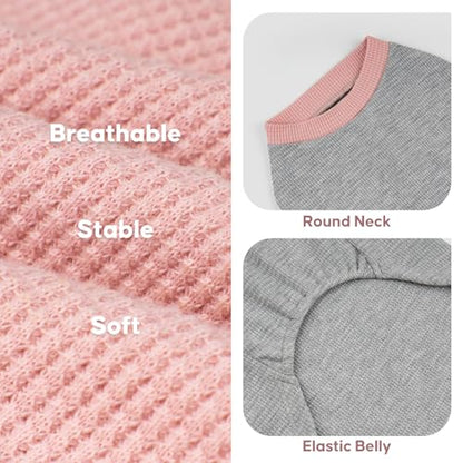KYEESE 2Pack Dog Shirts Waffle for Small Dogs Stretchy T-Shirts Lightweight Tank Top Sleeveless Dog Vest Breathable Cat Shirt, Medium, Pink+Grey - color: 08# 2Pack(Green+Grey), size: Medium (7-11lbs)
