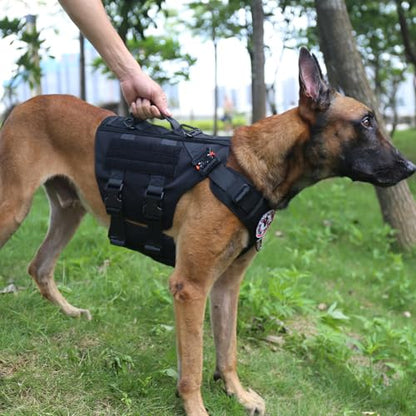 ICEFANG GN3 Tactical Dog Harness with 6X Buckle,Dog Molle Vest with Handle,3/4 Body Coverage,Hook and Loop Panel for ID Patch,No Pulling Front Clip (L (28"-35" Girth), Black) - color: Black, size: Large (Pack of 1)