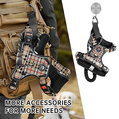 NESTROAD No Pull Dog Harness with Leash, Reflective No Choke Pet Vest Harness,Adjustable Soft Padded Dog Harness with Easy Control Handle for Small Dogs(Checkered Beige,Small) - color: Checkered Beige, size: 【S】neck 11-15" chest 15-21"