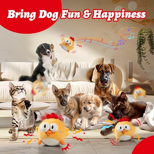GUKCO Interactive Dog Toys, Squeaky Moving Ball Toy with Jumping & Music Modes, Rechargeable Plush Chew Toys for Small/Medium/Large Dogs to Keep Puppy Busy Pet Toys (Chick) - color: Chick