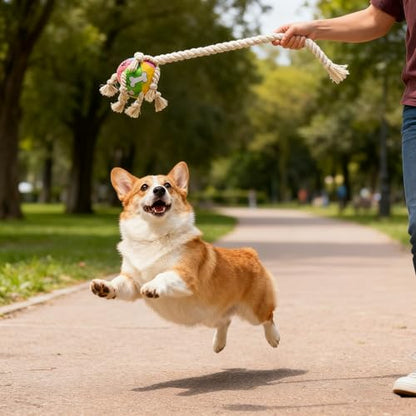 Indestructible Bear Dog Rope Toy with Rope for Aggressive Chewers, Tug of War Dog Toy Durable Chew-Resistant Interactive Ball for All Breeds (Tug Ball) - color: Tug Ball