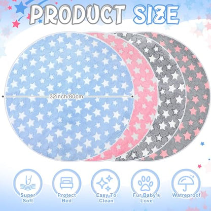 Hahafelt 4 Pcs Round Whelping Pee Pads Washable for Dogs Waterproof Pet Training Mats Reusable Puppy Whelping Pads Non Slip Cat Dog Bed Mat for Crate Kennel(Large Star,32 Inches) - size: 32 Inches