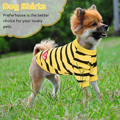 Pet Dog Striped T-Shirt Dogs Cats Cotton Vest Spring Summer Pet Apparel Tee Shirt Suitable for Small and Medium Large Pets French Bulldog Bichon - color: Yellow, size: X-Small