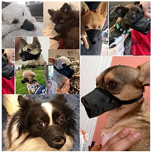 Dog Muzzle XS (2 PCs) Soft Air Mesh for Small Dogs with Long Snout Quick Fit for Grooming Adjustable Prevent from Biting Barking and Chewing Soft Muzzle (2PCs-Pink& Black, XS)