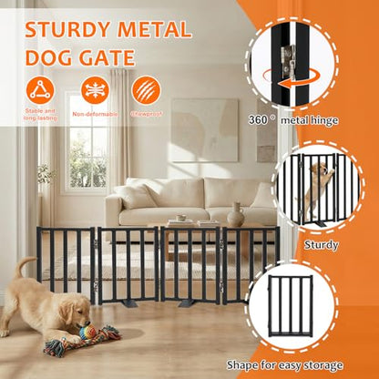 Snagle Paw Short Dog Gate,16.5" Tall Freestanding Metal Dog Gate Only for Small Dogs with Support Feet Easily Step Over,Up to 48" Wide Puppy Gate Indoor for Stairs,Doorways(Black,4 Panel) - size: Black-4 Panels 16.5"H*48"W