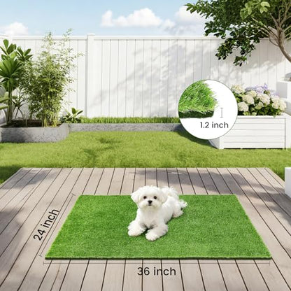 36" x 24" Fake Grass Mat for Dogs, Premium Washable Artificial Turf Grass Rug for Patio Lawn Balcony Door Dog Pet Pee Potty Training - size: 36"L x 24"W