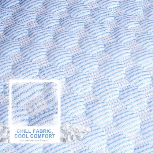 Small Donut Dog Bed - Cooling Calming Cuddler for Cats & Puppies, Anti-Anxiety Ice Fabric Round Pet Bed, Washable Comfort Dog Bed for Small Dogs, Egg Tart Design (S)