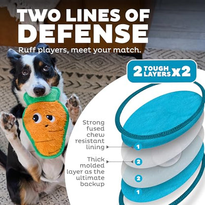Outward Hound Tough Skinz Durable Squeaky Dog Toy with Two Tough Layers, Carrot, Multicolor, Medium - color: Carrot, size: Medium
