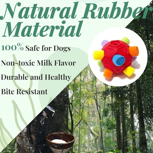 Snuffle Ball for Dog Toys Unbreakable Upgrade Ball Interactive Toy Foraging Snuffle Mat Puppy Treat Dispenser Slow Feeder Dog Puzzle Toys for Small, Medium, Large Pets (Red Rainbow) - color: Red Rainbow