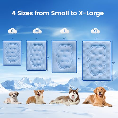 Cat Cooling Mat, Thick Cooling Mat for Dogs with PCM & Thermochromic Tech, Dual-Sided Durable Waterproof Cool Pet Bed Mat for All-Year Use, Q-Max>0.5, Machine Washable, Non-Toxic - S(17" x 23") - size: Small