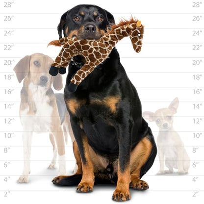 MIGHTY- Safari Giraffe - Squeaker-Multiple Layers. Made Durable, Strong & Tough. Interactive Play Dog Toy (Tug, Toss & Fetch). Machine Washable & Floats | Ultra Durable Plush Toy with Multiple Layers & Reinforced Seams , Washable and Floats , Mighty® Cons