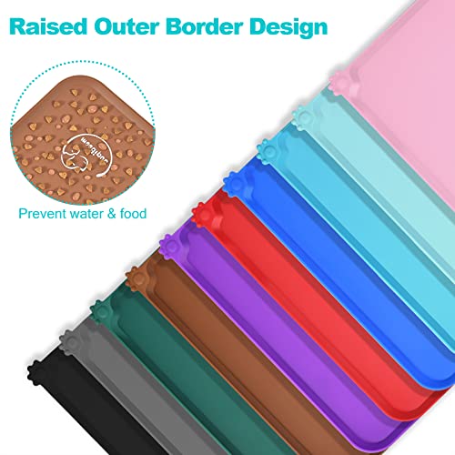 Silicone Waterproof Dog Cat Pet Feeding Mats, Non Slip, Easy Clean Pet Dog Cat Bowl Mats Placemat (18.5" x 11.5") Brown - color: Brown, size: 18.5" x 11.5"
