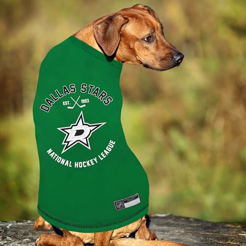 NHL Dallas Stars Tee Shirt for Dogs & Cats, X-Small. - Are You A Hockey Fan? Let Your Pet Be An NHL Fan Too! - color: Dallas Stars, size: X-Small