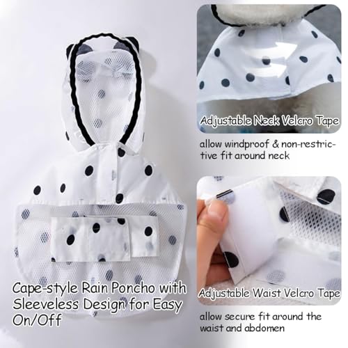 MANON ROSA Dog Clothes- Waterproof & Quick-Drying Puppy Raincoat with Hood and Leash Hole Cute Hooded Rain Poncho Gear for Small Medium Large Dogs Dot XXL - color: A.Polka Dot, size: XX-Large