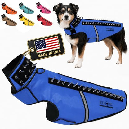 CoyoteVest SpikeVest Dog Harness | Stab-Resistant Protective Vest | Coyote Vest for Dogs | Defends Against Coyotes, Dogs, Birds of Prey | Reflective Safety, Made in USA (L-Royal Blue) - color: Royal Blue, size: Large