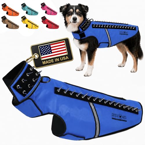 CoyoteVest SpikeVest Dog Harness | Stab-Resistant Protective Vest | Coyote Vest for Dogs | Defends Against Coyotes, Dogs, Birds of Prey | Reflective Safety, Made in USA (L-Royal Blue) - color: Royal Blue, size: Large