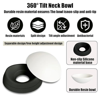 French Bulldog Food Bowl- Slanted Tilted Pug Food Water Bowl,Cat Bowl- Feeder for Frenchie/Shih Tzu/Flat Faced Small Dogs/Puppies/Cats (Black, 4 Cup) - color: Black, size: 4 Cup