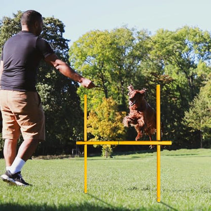 TNZMART 2.6 FT Dog Agility Obstacle Course Backyard Set Wave Poles and Adjustble Hurdles Training Exercise Equipment for Dogs (Pack of 6 Yellow) - style: pack of 6 Yellow