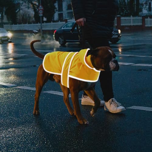 Dog Raincoat, Waterproof Dog Rain Jacket with Hood, Adjustable Rain Coat Poncho with Reflective Strips & Leash Hole for Large Medium Small Dogs Puppies, Lightweight Pet Clothes - color: Yellow, size: Small