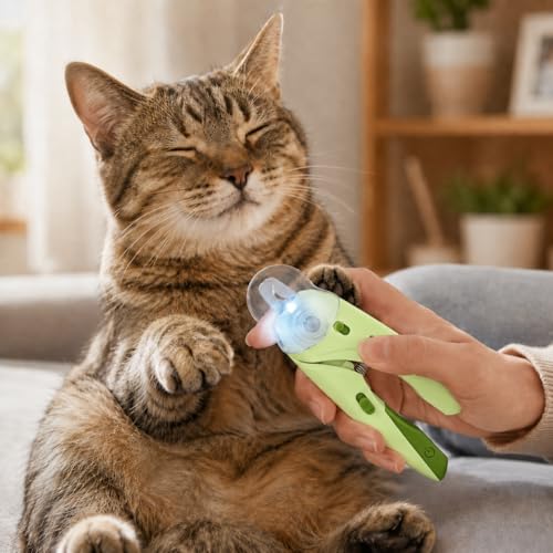 Cat Nail Clipper & Small Dog Nail Clippers with LED Light - Illuminates Nails & Bloodline for Safe, Easy Trimming - Extra Sharp, Avoid Over-Cutting - Essential Cat Supplies, Green - color: Green