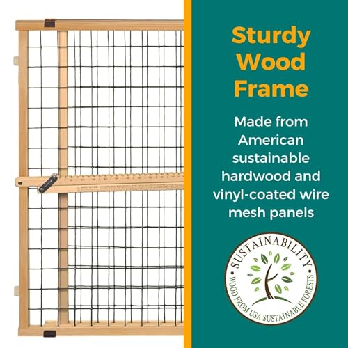 MYPET Wire Mesh Dog Gate: 29.5"-50" Wide, Pressure Mounted with No Tools; Expandable, Durable Pet Gates for Doors and Hallways, 31" Tall, Made with Sustainable Hardwood - size: 29.5"-50" Wide, 31" Tall