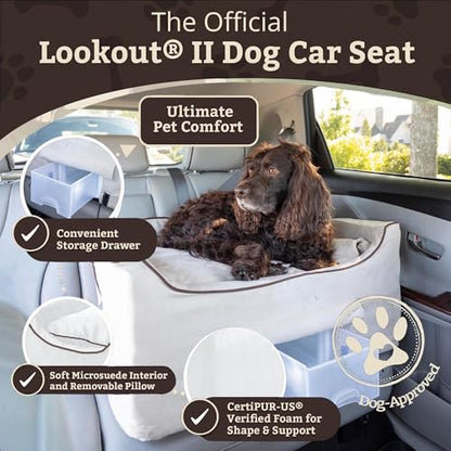 Snoozer Luxury Lookout Pet Car Seat, Large Luxury II, Buckskin with Java - color: Buckskin with Java, size: Large