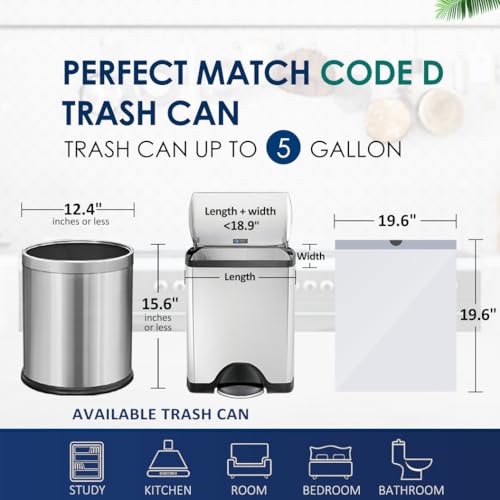5 Gallon 120 Counts Strong Drawstring Trash Bags Garbage Bags by RayPard, Small Plastic Trash Bags fit 18-20L Trash Can for Home Office Kitchen Bathroom Bedroom, White Waste Basket Liners - style: 120-5 Gallon-White