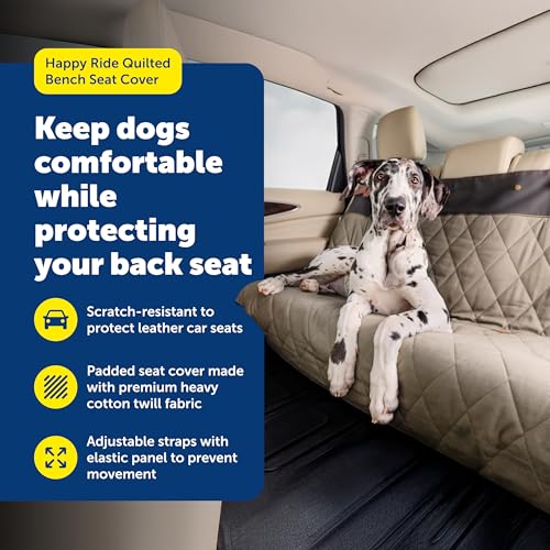 PetSafe Happy Ride Quilted Bench Seat Cover - Long-Lasting Waterproof Padded Backseat Protection with Secure Seatbelt Access - Keeps Leather Seats Clean & Protects from Scratches - color: Green, size: Standard, style: Bench
