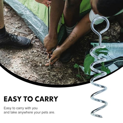 Luxshiny Spiral Shaped Dog Stake and Portable Tent Ground Anchor, Wear-Resistant Steel Pet Tie-Out Stake with Strap, Heavy Duty Camping and Outdoor Ground Peg for Securing Tents and Pets