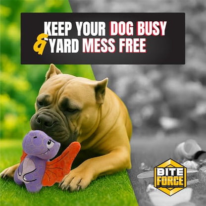 Bite Force - Durable & Strong Dog Toy Purple Dino with Squeaker, Kevlar-Reinforced for Aggressive chewers. - color: Regular - Dragon