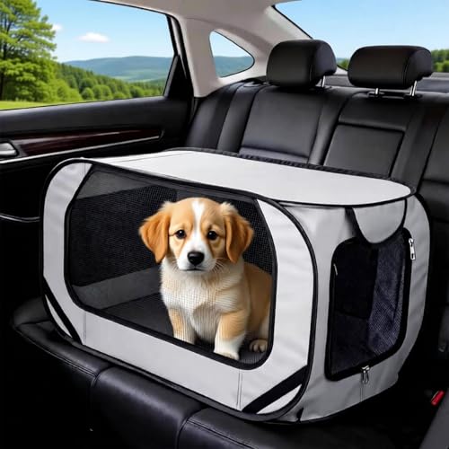 Dog Crate for Chrysler Pacifica PHEV 2026 2025-2021, Pet Carrier Portable Travel Box Grey Soft-Sided Folding Kennel Carrier Car Seat Crate Sturdy Accessories