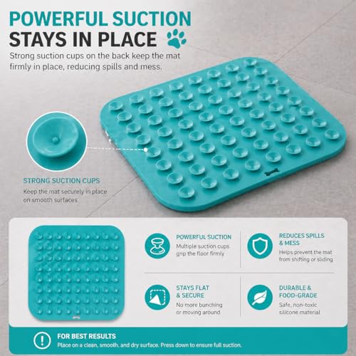 Dog Slow Feeder Pad with Suction Cups for Dogs & Cats, Silicone Feeding Mat for Bath Grooming, Anxiety Relief, Dishwasher Safe (4, Pastel Mix) - color: Pastel Mix