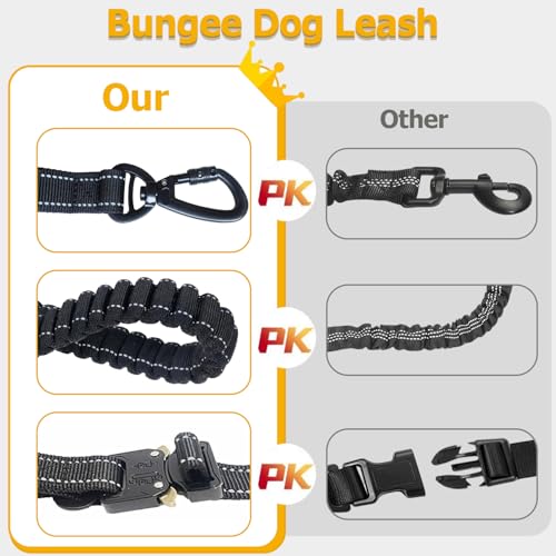 Hands-Free Waist Leash for Dog Walking, Running and Hiking, Adjustable Belt | Shock Absorbing Bungee Leash with Car Seat Belt, Reflective Padded Handles, 6.3FT to 9.7 FT - color: Khaki