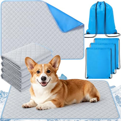 Nuanchu 4 Pack Dog Cooling Mat for Large Dogs, 39'' x 28'' Self Cooling Dog Pad with Storage Bags Pet Bed Blanket for Dogs, Breathable & Washable for Summer Indoor Outdoor Crate Car Seat Travel - size: Large(39'' X 28")